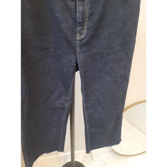 Oliver Logan Crosby Relaxed Taper Jeans Womens 33 Raw Hem Cropped Denim Blue - Picture 3 of 12